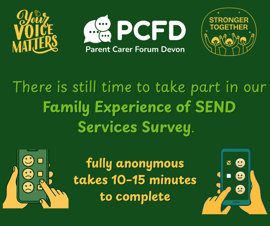 poster announcing that there is still time to take part in the Family Experiences of SEND Services Survey